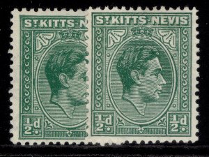 ST KITTS-NEVIS GVI SG68 + 68a, ½d SHADE VARIETIES, M MINT.