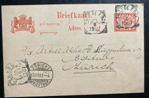 1907 Fort De Kock Netherlands Indies Stationary Postcard Cover To Zurich Switzer