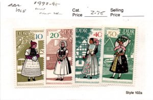 Germany - DDR, Postage Stamp, #992-995 Mint LH, 1968 Costumes (AE)