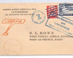 DOMINICAN REPUBLIC Air Mail Cover 1928 LINDBERGH SPECIAL FLIGHT HAITI YV78