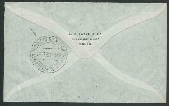 MALTA 1938 Airmail cover to Germany - PAR AVION JUSQU'A A ROME.............65389