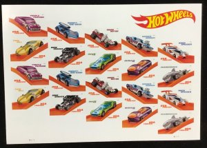 5321-5330   Hot Wheels    MNH Forever sheet of 20    FV $11.00   Issued in  2018