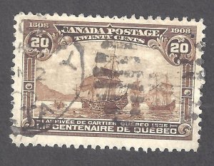 CANADA # 103 USED QUEBEC TERCENTENARY DUPLEX CANCEL CALGARY JN 3 1909 BS27612