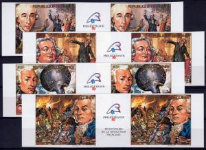 Guinea 1989 Mi#1263B/1266B FRENCH REVOLUTION BICENT.Pairs IMPERFORATED MNH (8)