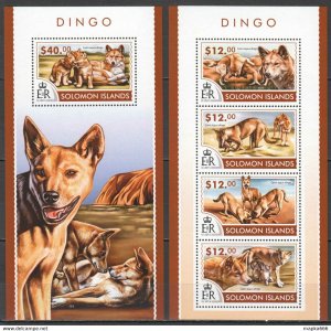 2015 Solomon Islands Dingo Animals Dogs #3167-71 1+1 ** Ls434