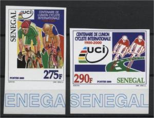 SENEGAL, 100 YEARS OF INTERNAL BICYLE UNION 2004, 275 and 290 FRANCS IMPERFORATE