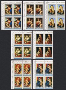 Eq. Guinea Paintings Madonnas Christmas 4v Blocks of 4 1972 MNH SC#7223-7231