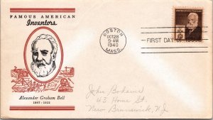 FDC 1940 SC #893 Linprint Cachet - Boston, Mass - Single - J5465