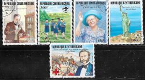 Central African Republic #724-728  Anniversaries  (U) CV $5.25