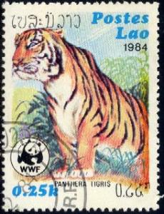 Wild Cat, Tiger, Laos stamp SC#517 used