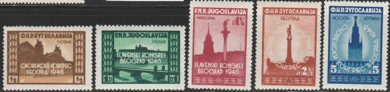 Yugoslavia, #206-210,  MH Set Of 5,   From 1946