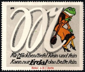 Vintage Germany Poster Erdal ABC Letter Series Frogs Girls' Boots Small ...