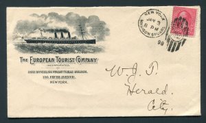 1898 European Tourist Company - New York, NY to Local - Nice Ship Illustration