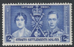 Malaya Straits Setts Scott 237 - SG276, 1937 Coronation 12c MH*