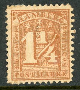 Germany States 1865 Hamburg 1¼s Red Lilac Scott #22a Mint G461