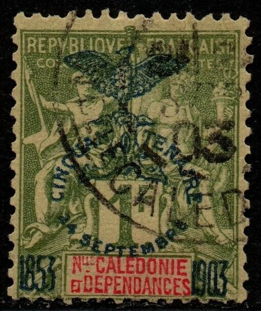 $New Caledonia Sc#80 used, F-VF, high value, Cv. $115