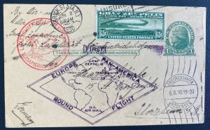 1930 USA Graf Zeppelin LZ 127 First Round Flight PC cover To Germany Sc#C13