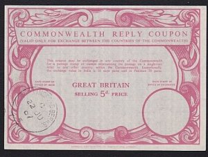 GB 1967 5d Commonwealth Reply Coupon - Wallingford  cds....……………….......A5826