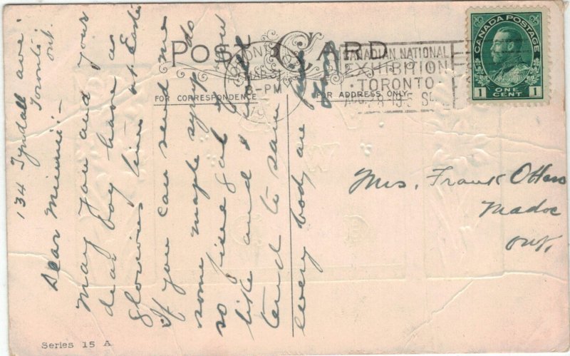 Canada 1911 UN104 1-Cent KGV Admiral on Postcard