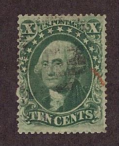 33  Used,  10c. Washington, Green, Type III,  scv: $215, FREE Shipping