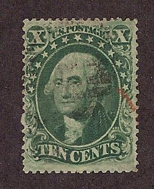 33  Used,  10c. Washington, Type III,  scv: $235