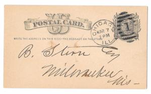 ILL 1878 Chicago Illinois Duplex 1 in Ellipse Cancel on Sc UX5 Postal Card