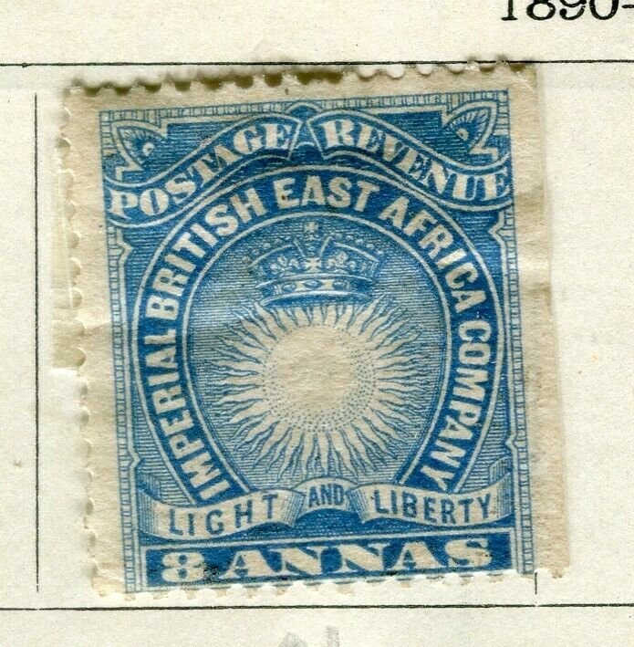 BRITISH KUT; ; 1890 East Africa Company fine Mint hinged 8a. Imperf Margin