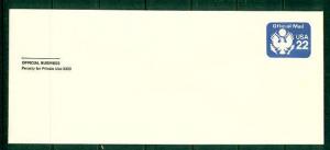 #UO74 22c Official  Embossed - MInt (size 10 Regular)