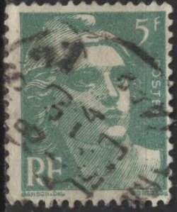 France 542 (used) 5fr Marianne, lt green (1945)