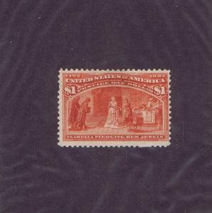SC# 241 UNUSED OG LH $1 COLUMBIAN, 1893, ISABELLA PLEDGING JEWELS,  FVF   