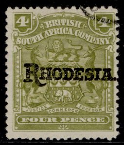 RHODESIA EDVII SG105, 4d olive, FINE USED.