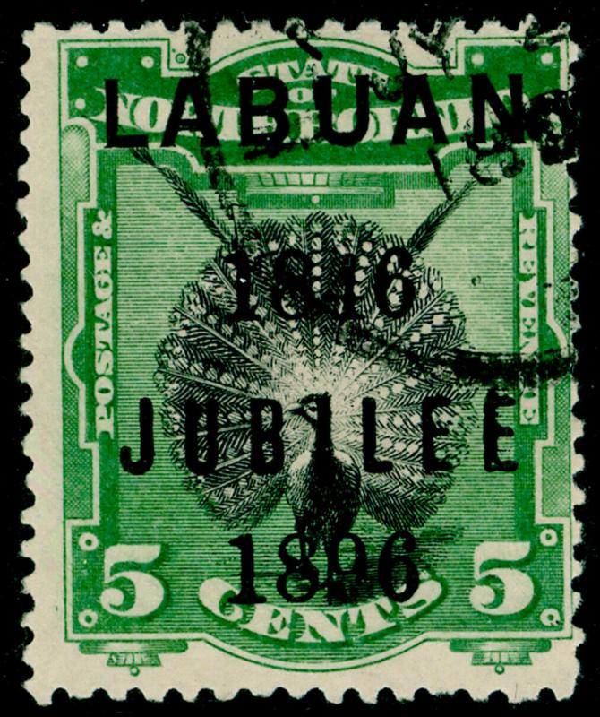 LABUAN SG86c, 5c black & green, FINE USED. Cat £22.