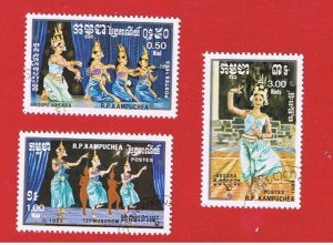 Cambodia #583-585  VF used    Dances     Free S/H