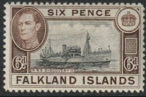 Falkland Islands Sc# 89 KGVI RRS Discovery II 1938 MLH 6 pence issue CV $7.50