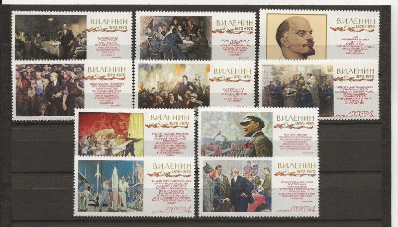 Russia 1970 Lenin Birth Cent. Paintings set of 10 sg.3777-86  MNH