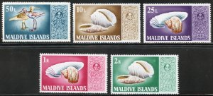 Maldive Islands Scott 282-287 MVFNHOG - Seashells/Marine Birds - SCV $26.80