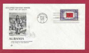  1943 5c ALBANIA, Overrun Countries #918, FDC, Art Craft