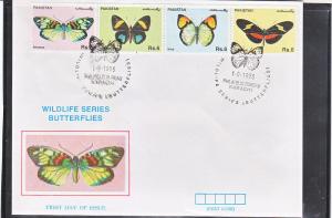 Butterflies- Pakistan -1995  set of 4  on fdc 