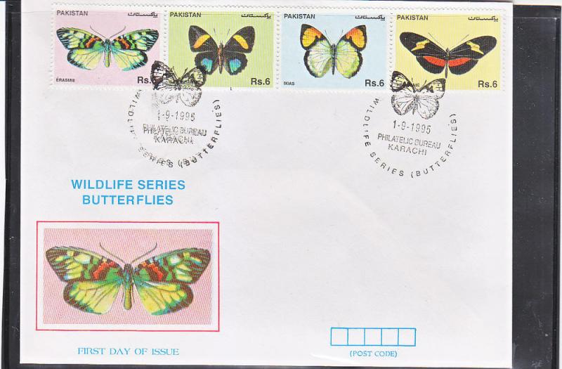Butterflies- Pakistan -1995  set of 4  on fdc 