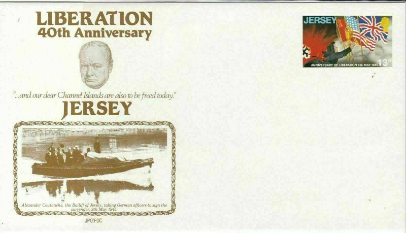 Jersey 1985 Liberation 40th Anniversary Illustrated Flags Stamp Cover Ref 33588 