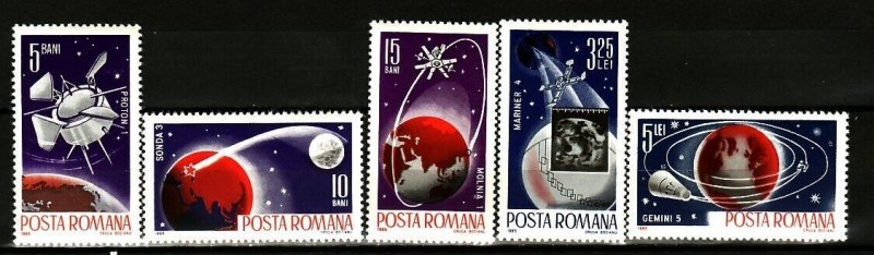 ROMANIA Sc 1802-06 NH ISSUE OF 1965 - SPACE 