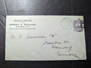 1896 Australia New South Wales Postage Cover Newcastle NSW to Hamburg Germany