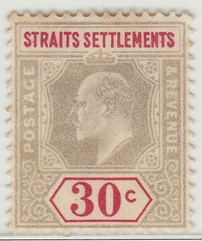 MALAYA SINGAPORE 1902 STRAITS KE VII 30c MH wmk CrownCA SG #117 M1411