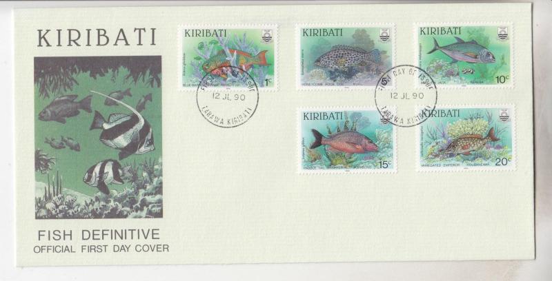 KIRIBATI,1990 Fishes set of 15 on 3 unaddressed fdc.'s.