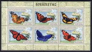 Mozambique 2007 Butterflies perf sheetlet containing 6 va...