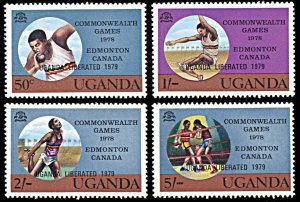 Uganda 249-252, MNH, Commonwealth Games Overprinted Uganda Liberated