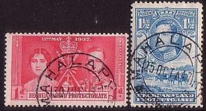 BECHUANALAND 1937-47 MAHALAPYE cds on  2 stamps............................35055