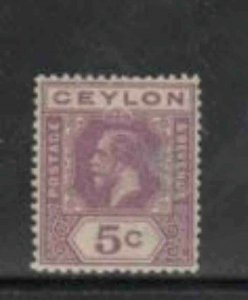 CEYLON #229 1921 5c KING GEORGE V F-VF USED a