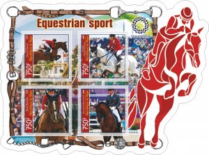 Stamps. Olympic Games Tokyo 2020 year Equestrian, 1+1 sheets  perforated NEW