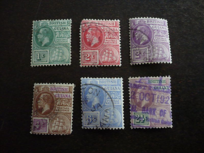 Stamps - British Guiana - Scott# 191-195,197 - Used Part Set of 6 Stamps